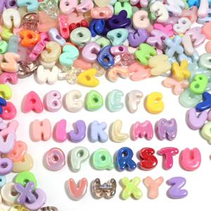 20-30개/세트 큰 구멍 만화 영어 글자 아크릴 비즈 컬러 루즈 스페이서 비즈 쥬얼리 만들기 DIY 목걸이 키체인용