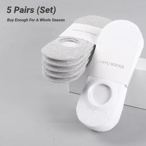 5 쌍 남성용 보이지 않는 보트 양말 미끄럼 방지 로우 컷 발목 양말 데일리 캐주얼 웨어 컴포트 압축 양말 패션 통기성