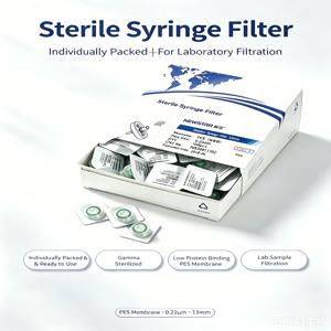 멸균 PES 주사기 필터 13mm 0.22μm 개별 포장 소량 판매 10개/봉지