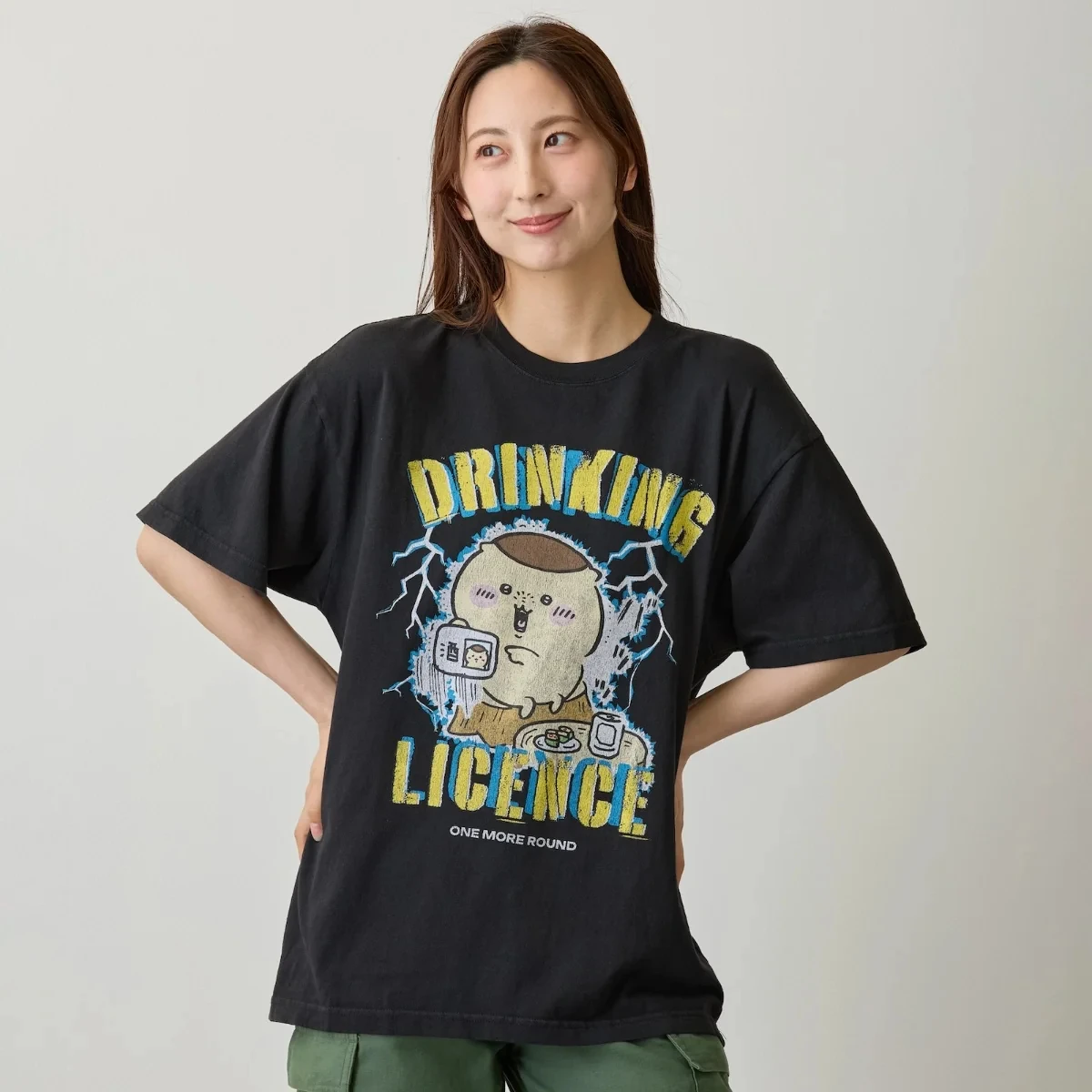 2026 Chiikawa DRINKING LICENSE 여름 부모 자녀 순면 티셔츠 편안하고 통기성이 뛰어난 고품질 Ins Y2k