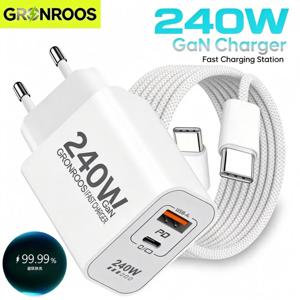 240W GaN PD USB C 충전기 아이폰 17 16 15 14 13 12 Pro Max 폰용 QC 3.0 PD 3.0 USB 타입 C 고속 충전 (샤오미 포코 아이패드 호환)
