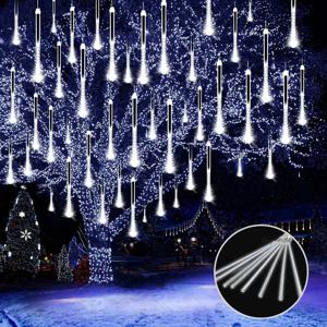 USB 유성등 LED 스트링 조명 따뜻한 흰색 파란색 다채로운 색상 30CM 8개 튜브 50CM 8개 튜브 IP54 방수 8가지 모드 축제 야외 장식
