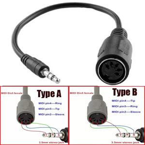 오디오 어댑터 3.5mm 플러그 - MIDI 5핀 암 컨버터 DIN 5핀 암 - TRS 3.5mm 수 사운드 연결 케이블 연장 코드