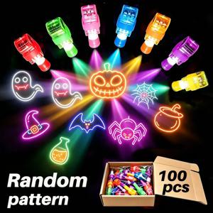 40개/100개 세트 할로윈 LED 손가락 반짝이, 야광 손가락 반지, 어둠 속에서 빛나는 장식, 할로윈 파티용
