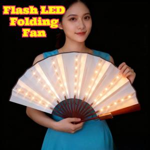 LED 발광 접이식 부채, 깜박이는 부채, 나이트클럽, 바, 파티, 공연용 소품, 댄스 장식, 야간 조명, 손으로 들 수 있는 부채