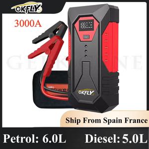 GKFLY 3000A 4000A 차량 점프 스타터 휴대용 파워 뱅크 자동차 배터리 부스터 12V 자동차 시동 장치 (휘발유/디젤 6.0L 5.0L)