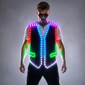 다채로운 Led 빛나는 조끼 볼룸 의상 재킷 DJ 가수 댄서 수행자 무대 착용 웨이터 옷