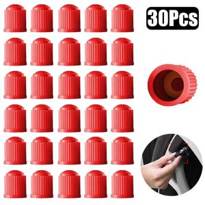 30Pcs 플라스틱 빨간 자동차 타이어 밸브 스템 캡 튜브리스 타이어 휠 스템 공기 밸브 캡 자동차 휠 타이어 방진 캡 자동차 액세서리