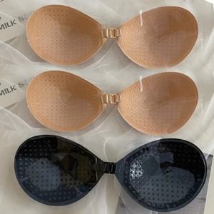 여성의 보이지 않는 Strapless 접착 스틱 브래지어 Strapless 푸시 업 브래지어 란제리 원활한 실리콘 젖꼭지 커버 Bralette 속옷