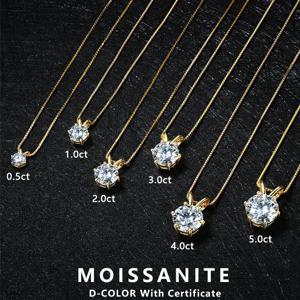 Lnngy 0.5ct-5ct Moissanite 펜던트 목걸이 여성용 인증서 포함 오리지널 리얼 925 실버 체인 솔리테어 드롭 목걸이