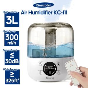 KINSCOTER 3L 공기 가습기 전문가용 대용량 가정용 가습기 식물 미스트 아로마 디퓨저 리모컨 타이머 포함