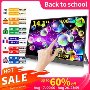 HGFRTEE 14인치 터치스크린 휴대용 모니터 100%sRGB 400cd/m2 게임용 컴퓨터 XBox PS4/5 스위치 노트북용 디스플레이 확장