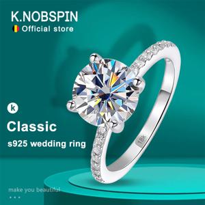 KNOBSPIN D VVS1 1-3ct 라운드 Moissanite 반지 18K 화이트 골드 도금 s925 스털링 실버, 여성용 GRA 다이아몬드 결혼 반지