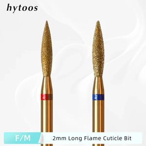 HYTOOS 2mm 긴 불꽃 큐티클 클린 네일 드릴 비트, 티타늄 러시아 다이아몬드 네일 비트 죽은 피부 네일 클리너 액세서리 도구