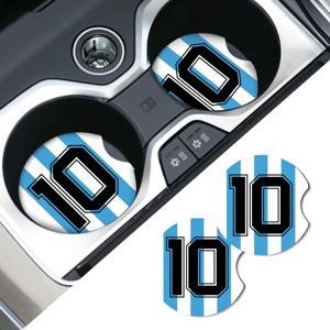 2pcs 아르헨티나 축구팀 번호. 10개의 자동차 코스터, 축구 팬 코스터, 여성과 남성에게 적합한 음료 컵 홀더 코스터