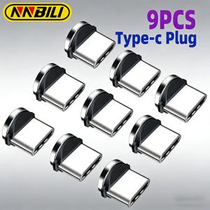 9pcs 변환기 휴대 전화 용 충전 케이블 어댑터 360도 회전 자기 팁 교체 부품 간편한 작동 내구성
