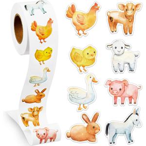 100-500pcs 만화 농장 동물원 동물 스티커 장식 보상 DIY 스티커 스크랩북 스케이트 보드 라운드 씰링 라벨 편지지