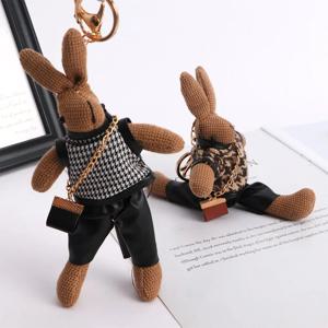 여성용 귀여운 긴 발 토끼 키 체인, 절묘한 인형, 자동차 키 체인, 가방 펜던트 선물, 한국 크리에이티브