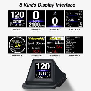 헤드 업 디스플레이 obd2 + gps 온보드 컴퓨터 rpm 터보 hud 오일 압력 수온 gps 속도계 프로젝터 자동차 액세서리