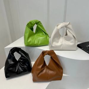 여성용 PU 가죽 토트백, 럭셔리 니치 디자인 호보백, 심플 플리츠 세련된 클러치백, 2024 핸드백 신제품