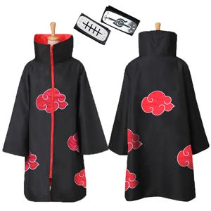 애니메이션 코스프레 의상 닌자 아카츠키 그룹 옷 Uchiha Itachi Sasuke Sasori Pain 클래식 캐릭터 코믹 콘 파티 드레스