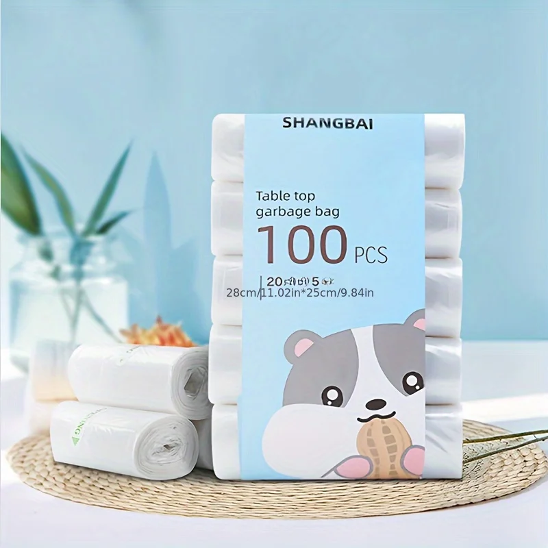 100PCS 두꺼운 데스크탑 작은 쓰레기 봉투 가정용 자동차 미니 일회용 플라스틱 쓰레기 봉투 쓰레기 봉투