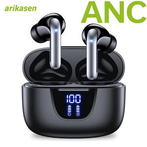 ANC Bluetooth 이어폰 Active Noice 취소 무선 이어 버드 Bluetooth 5.3 헤드폰 TWS (Android ios 용 LED 디스플레이 포함)