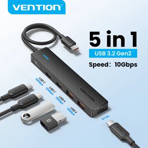 Vention 5 in 1 USB 3.2 허브 10Gbps 분배기 확장 USB A 유형 C 허브 MacBook iPad Xiaomi Samsung 노트북 용 멀티 포트 어댑터