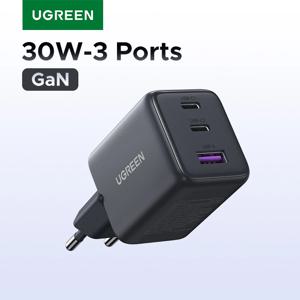 UGREEN 30W GaN 충전기, 3포트 PD 3.0 USB-C 충전기, iPhone 18, 17, 16 Pro, Samsung S25, Xiaomi 태블릿, iPad Air Pro, 휴대폰용.