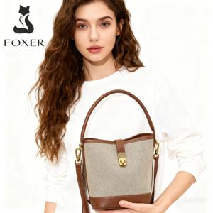 FOXER 2026 새로운 여성용 핸드백 PVC 가죽 레이디 버킷 백 패션 숄더백 라이트 럭셔리 아내, 연인을 위한 최고의 선물