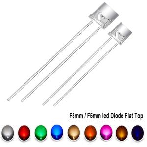 100PCS 3mm 5mm DIP 플랫 탑 LED 다이오드 9 색 조명 밝은 전구 램프 전자 부품 표시 등 발광 다이오드
