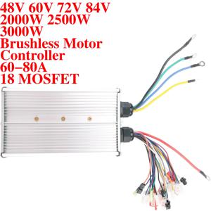 72V 2000W 전기 자전거 컨트롤러 브러시리스 모터 컨트롤러 48V 60V 2500W 3000W 최대 80A, 9+9 =18 Mosfet, 전기 오토바이용