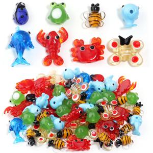 2-10pcs 만화 동물 Lampwork 비즈 귀여운 동물 유리 느슨한 비즈 쥬얼리 만들기 DIY 팔찌 펜던트 열쇠 고리 용품