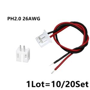 10/20 세트 커넥터 여성 + 남성 미니 마이크로 JST 2.0 PH 2 핀 커넥터 플러그 (와이어 케이블 포함) 100MM 26Awg
