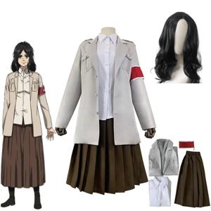 Pieck Finger 코스프레 의상 Anime Titan 의상 가발 코스프레 Pieck 트렌치 티셔츠 스커트 할로윈 의상
