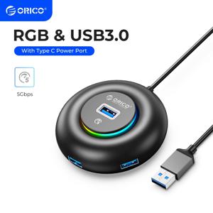 ORICO RGB USB3.0/Type-C 허브(Type C 전원 포트 포함) PC 컴퓨터 액세서리 Macbook Pro용 5Gbps 멀티 스플리터 OTG 어댑터
