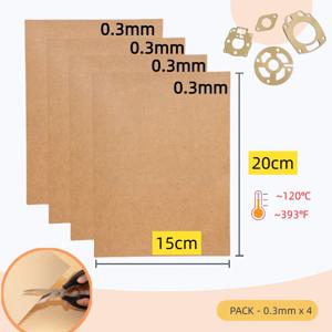 가스켓 종이 시트 0.3mm X 4 | 찢어짐 방지 내열성 내유성 DIY 엔진 가스켓 스쿠터 오토바이 잔디깎이 전기톱