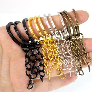 10Pcs 25/30mm 합금 열쇠 고리 열쇠 고리 액세서리 청동 블랙 골드 컬러 분할 열쇠 고리 DIY 쥬얼리 만들기 공급 업체