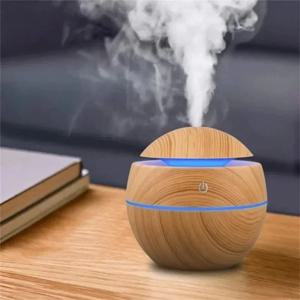 미니 우드그레인 초음파 USB 가습기 및 에센셜 오일 디퓨저 휴대용 데스크탑 아로마테라피 (가정 및 사무실용)