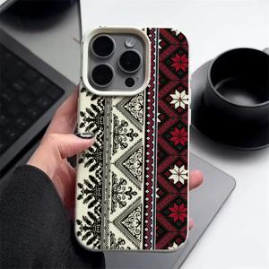 빈티지 토템 패턴 아이폰 18 Pro 18 17 16 15 14 13 Pro Max 17e 16e용 충격 방지 가죽 질감 TPU 소프트 케이스