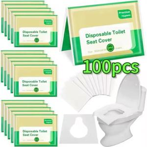 10-200pcs 일회용 변기 커버 휴대용 여행 캠핑 호텔 욕실 분해성 방수 화장실 매트 액세서리