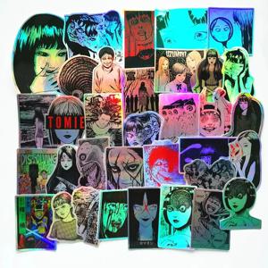 50PCS 애니메이션 토미에 호러 레이저 메탈 스티커 준지 이토 장식용 스티커 여행가방 스크랩북 노트북 전화기 문구류 쿨