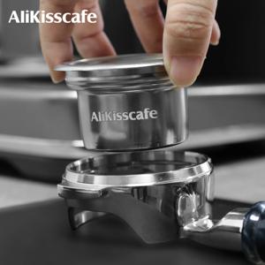 AliKisscafe 58mm ~ 49mm 스텝 다운 필터 바스켓 키트 바텀리스 포터필터용 스크린 탬퍼 에스프레소 액세서리 바리스타 도구