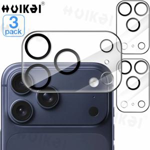 아이폰 18 Pro Max 및 아이폰 17 Pro용 카메라 렌즈 보호 필름 3개 세트, 낙하 충격 방지 기능, 9H 강화 투명 커버, 화면 보호