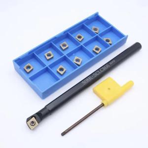 보링 바 S08K-SCLCR06 선반 보링 바 터닝 툴 홀더 CNC 금속(10개 카바이드 인서트 CCMT060204 및 1개 T8 렌치 포함)