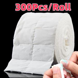 300개/롤 네일 폴리쉬 리무버 코튼 패드 화이트 린트 프리 네일 와이프 젤 글루 메이크업 매니큐어 클리닝 도구 종이