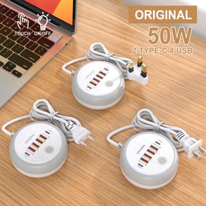50W USB 타입 C 고속 충전기 멀티 포트 전원 스트립 아이폰 삼성 샤오미 화웨이 폰 어댑터 퀵 차지 스테이션