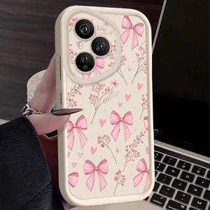 소프트 TPU 폰 케이스 Honor 400 Pro 200 Pro X8c X9c Smart X6b X6c X6a Magic7 Lite 핑크 리본 패턴 실리콘 보호 커버