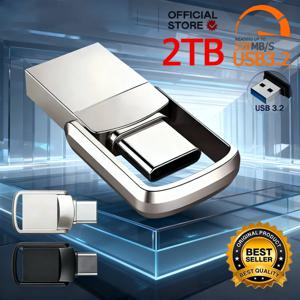 U 디스크 2TB 금속 펜드라이브 USB3.2 Type-C 인터페이스 휴대폰 컴퓨터 상호 전송 플래시 드라이브 1TB USB 메모리 대용량