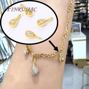 11x5mm 18K 금도금 드롭 펜던트 (쥬얼리용), 지르콘 참이 있는 황동 소재 팔찌 제작 액세서리, DIY 귀걸이 부자재
